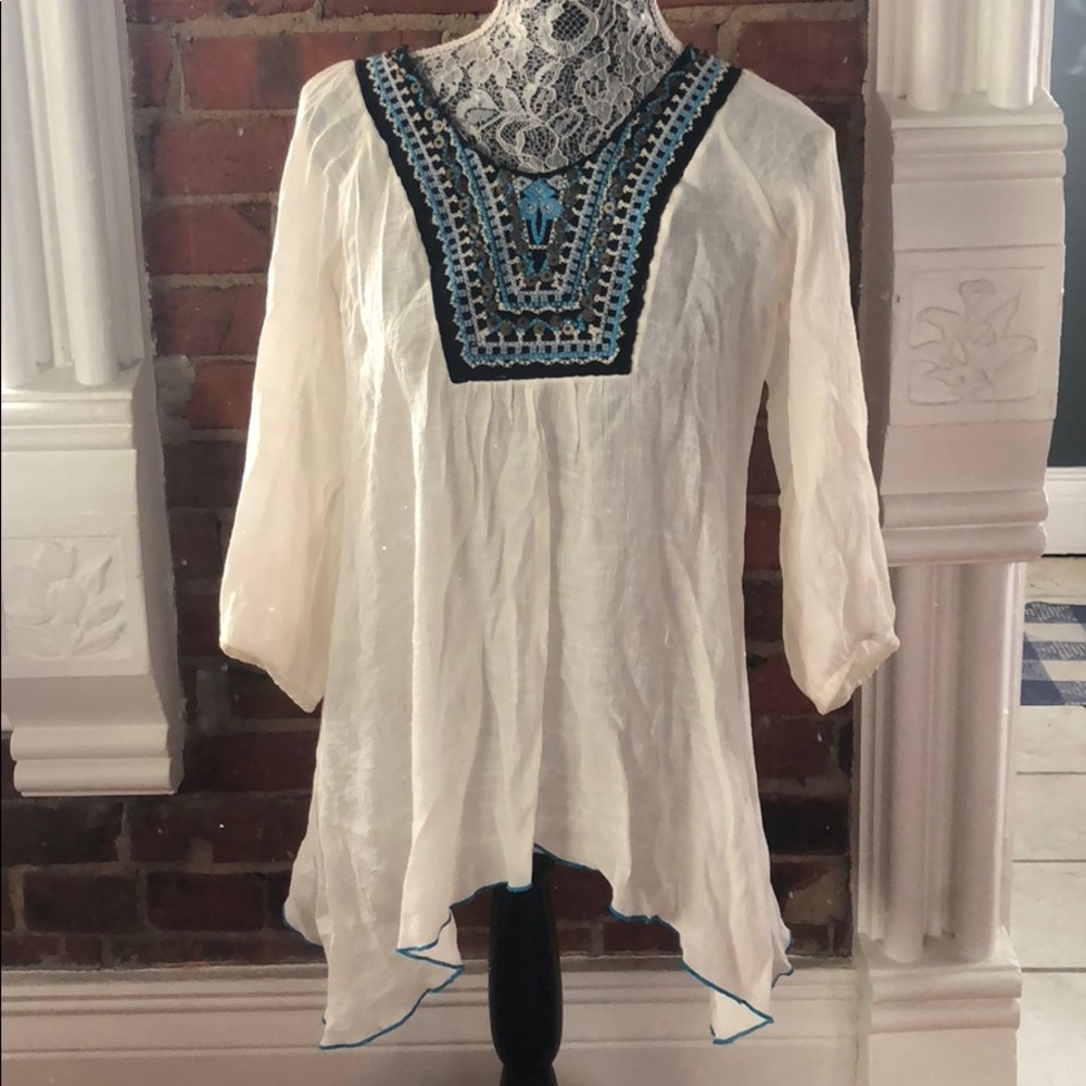 Boho cream western Aztec top free people like